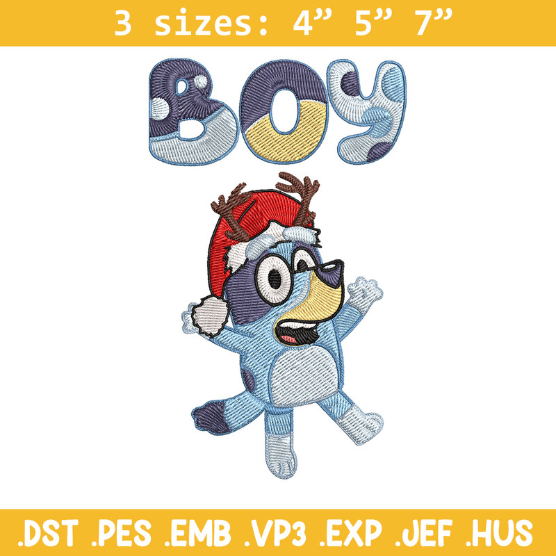 Bluey boy Embroidery Design, Bluey Embroidery, Embroidery File, Chrismas Embroidery, Anime shirt, Digital download.jpg
