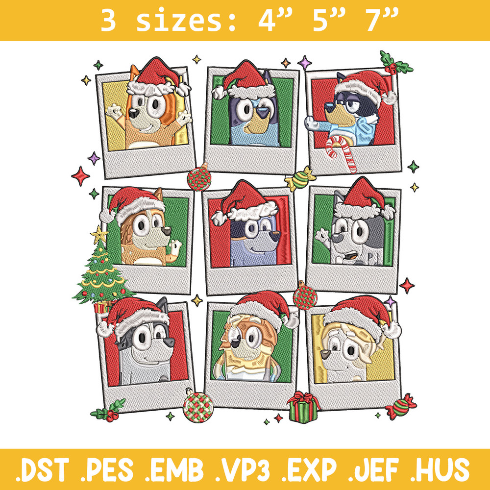 Bluey chrismas Embroidery Design, Bluey Embroidery, Embroidery File, Anime Embroidery, Anime shirt, Digital download.jpg