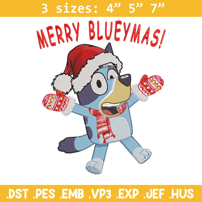 Bluey chrismas Embroidery Design, Bluey Embroidery, Embroidery File,Chrismas Embroidery, Anime shirt, Digital download.jpg