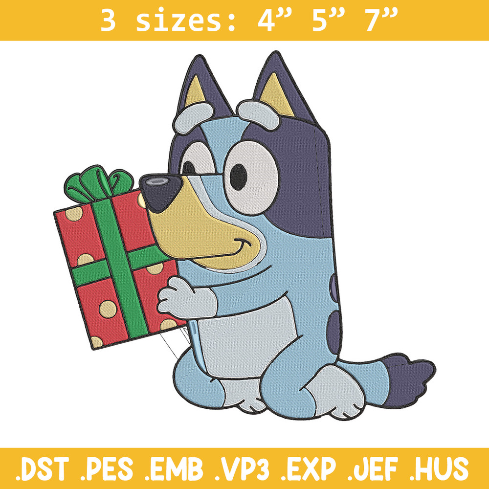 Bluey gift Embroidery Design, Bluey Embroidery, Embroidery File, Chrismas Embroidery, Anime shirt, Digital download.jpg