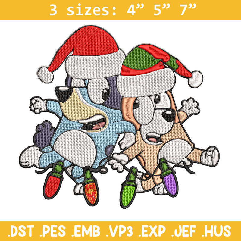 Bluey x Bingo Embroidery Design, Bluey Embroidery, Embroidery File, Chrismas Embroidery, Anime shirt, Digital download..jpg