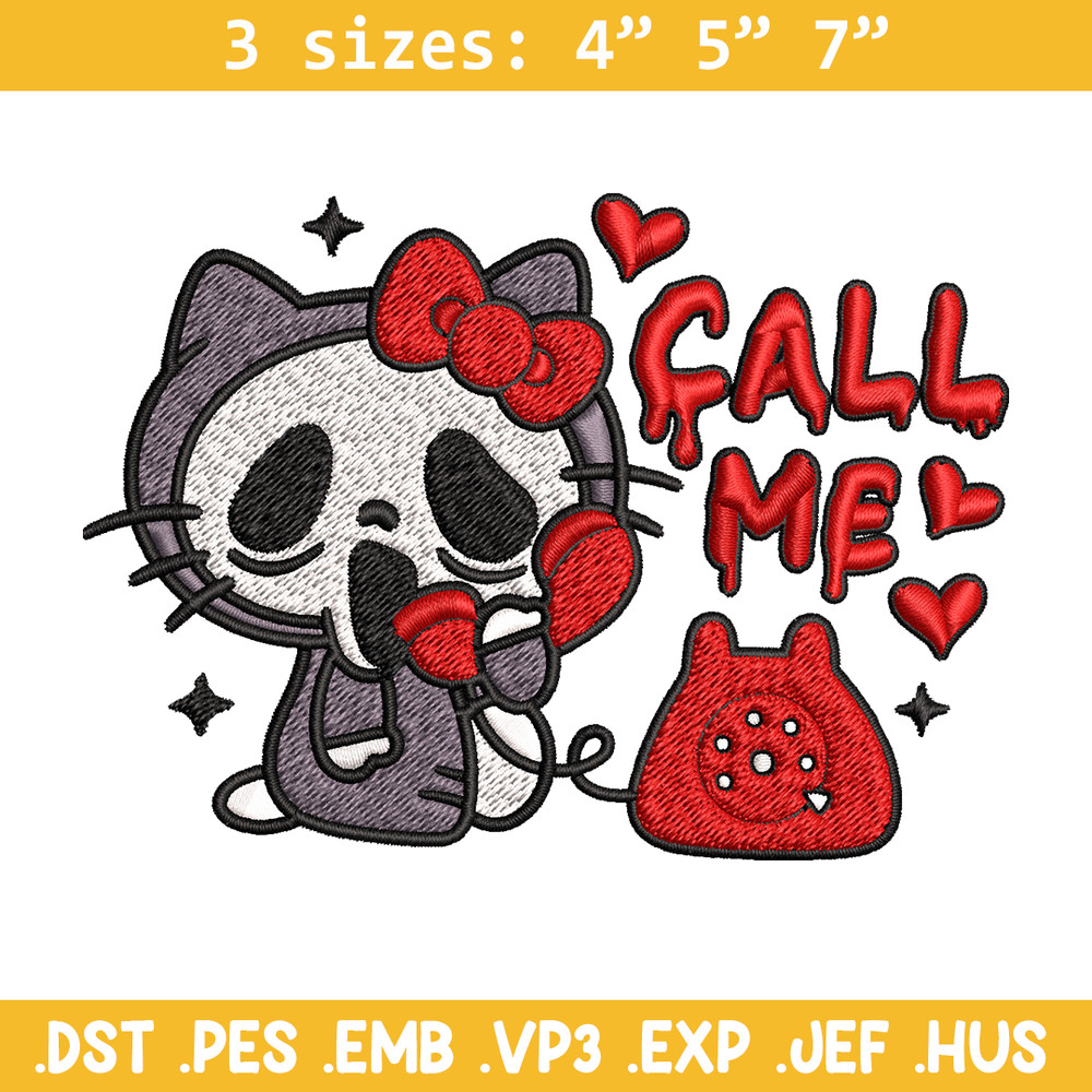 Call Me Scream Hello Kitty Embroidery design, Hallokitty Embroidery, cartoon design, Embroidery File, Digital download..jpg