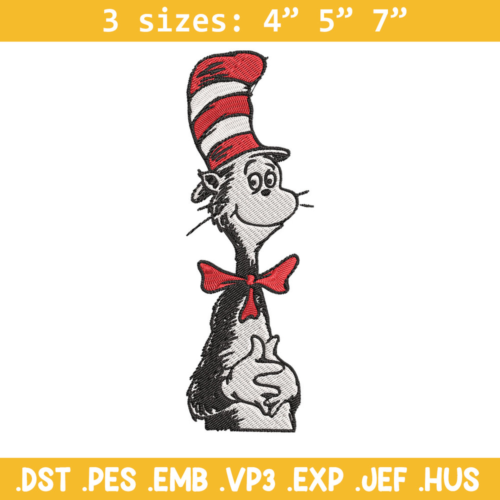 Cat in the Hat Logo Embroidery Design, Dr Seuss Embroidery, Embroidery File, Embroidery design, Digital download..jpg