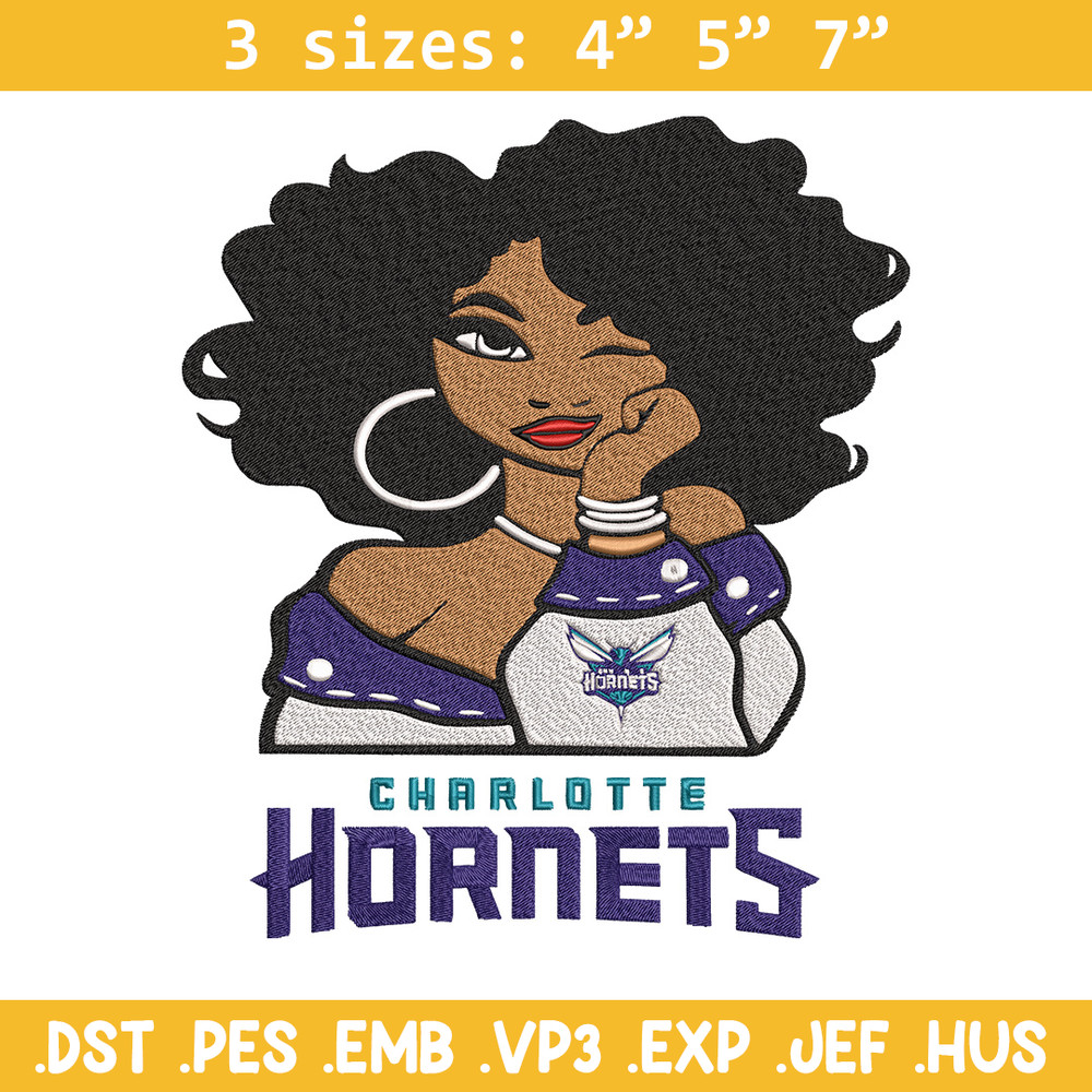 Charlotte Hornets girl embroidery design, NBA embroidery, Sport embroidery, Embroidery design, Logo sport embroidery..jpg
