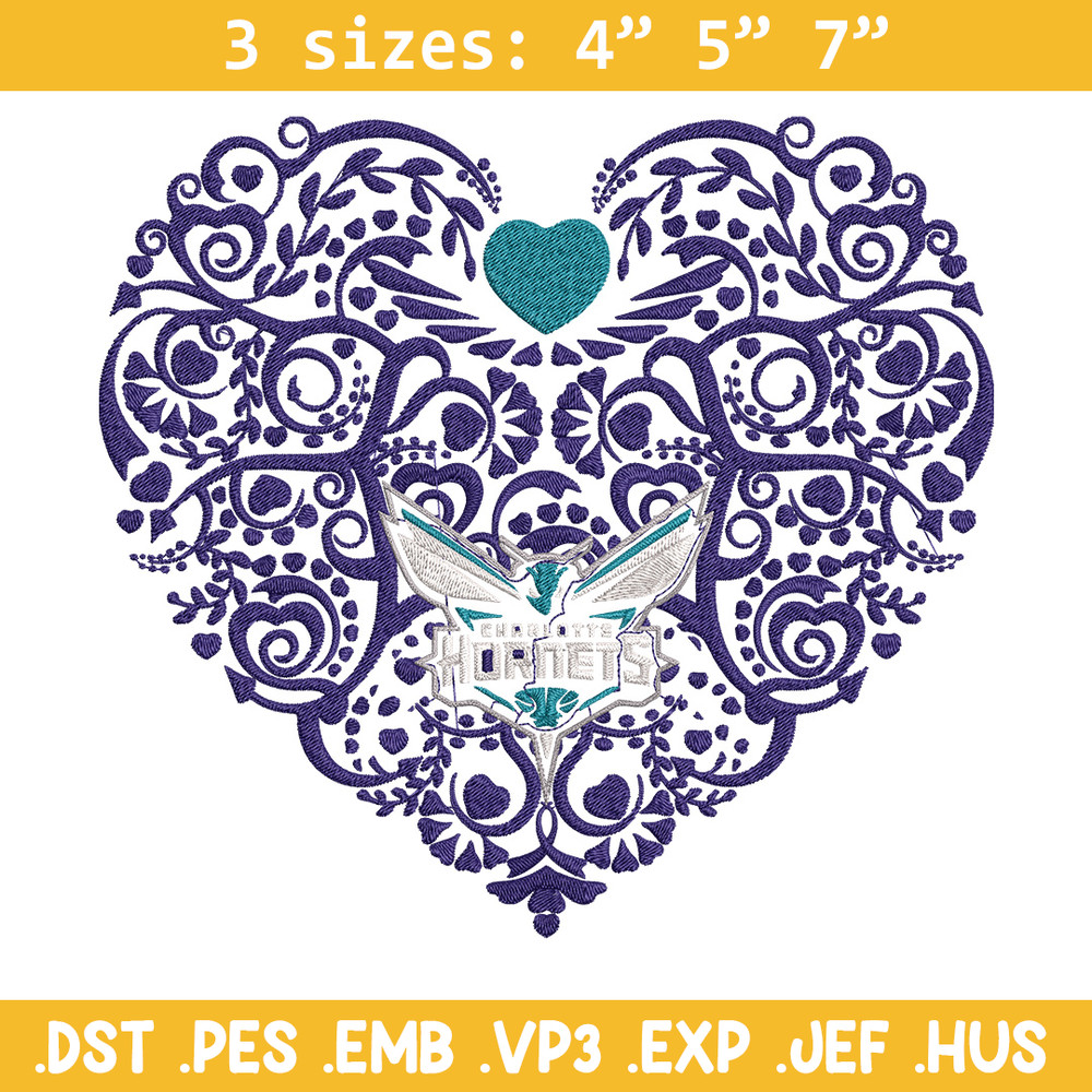 Charlotte Hornets heart embroidery design, NBA embroidery, Sport embroidery, Embroidery design, Logo sport embroidery..jpg