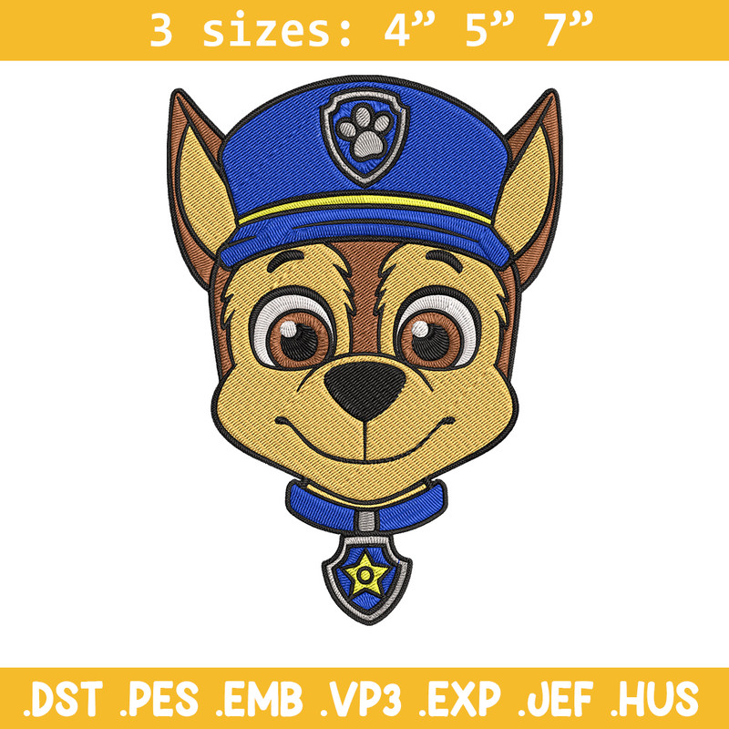 Chase dog Embroidery Design, Paw Patrol Embroidery, Embroidery File,Anime Embroidery, Anime shirt, Digital download.jpg