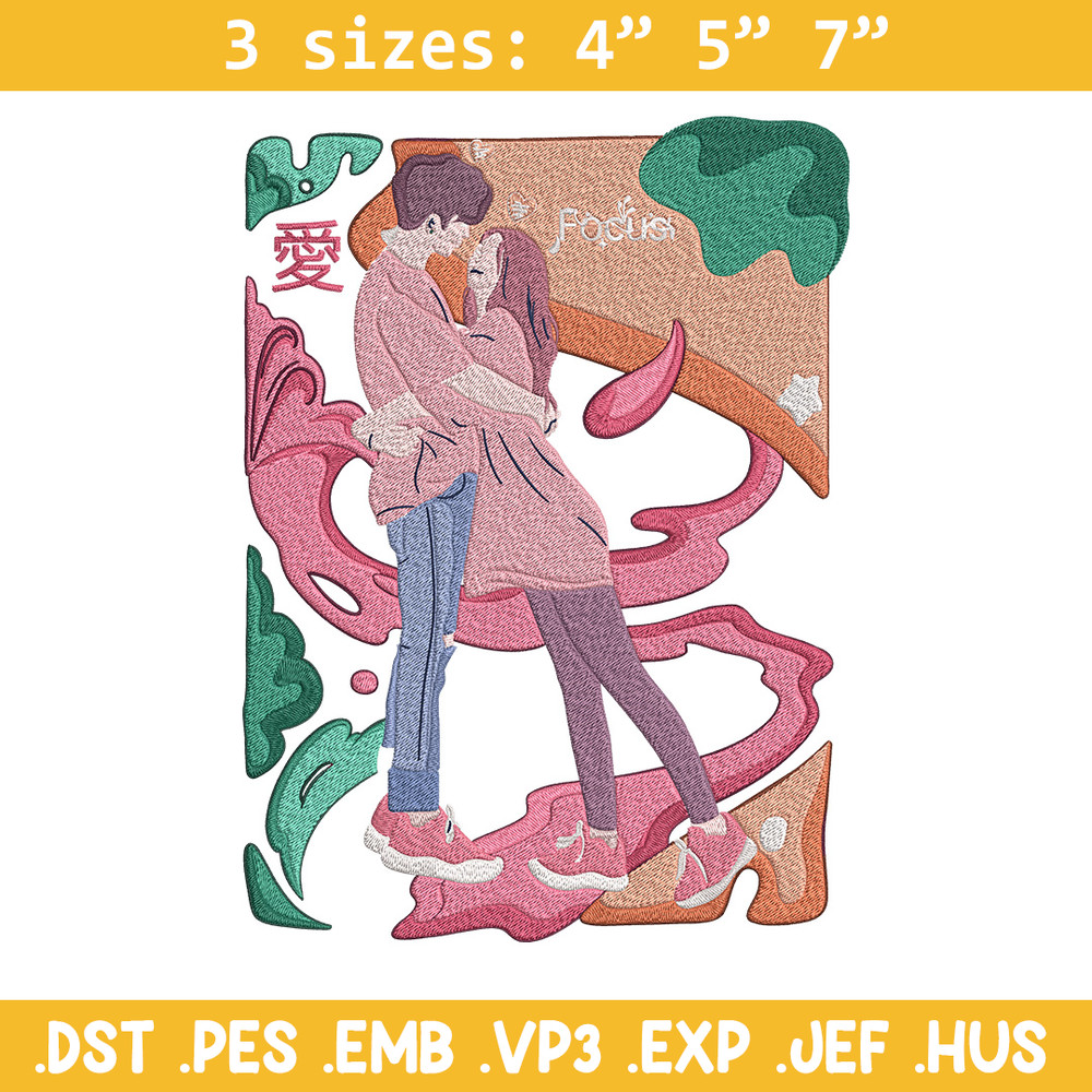Couple poster Embroidery Design, Couple Embroidery, Embroidery File, Anime Embroidery, Anime shirt, Digital download.jpg