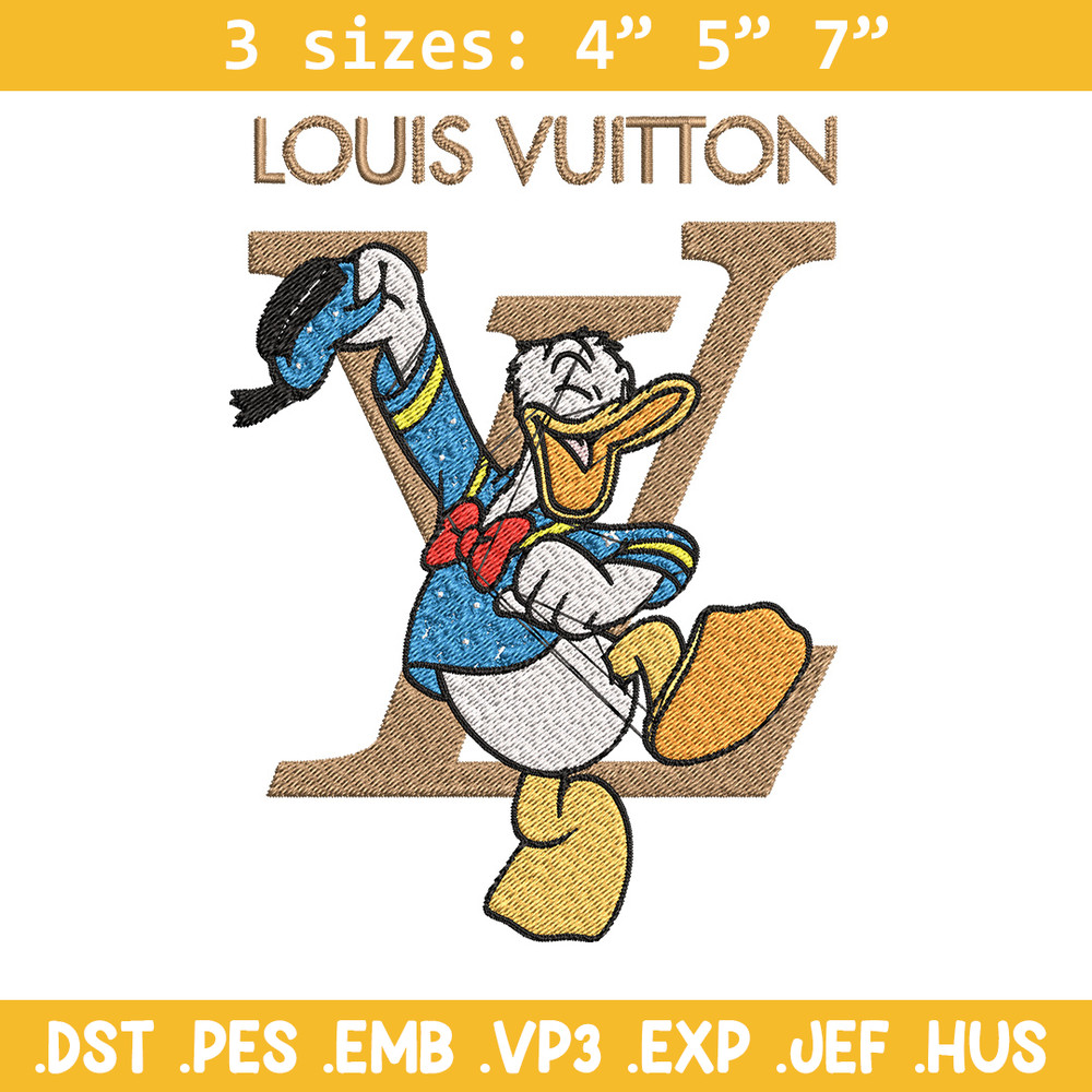 Duck cartoon lv Embroidery Design, LV Embroidery, Brand Embroidery, Embroidery File, Logo shirt, Digital download.jpg