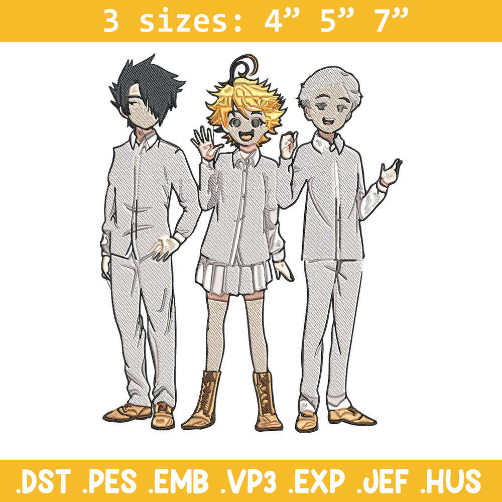 Emma friends Embroidery Design, Promised Neverland Embroidery, Embroidery File, Anime Embroidery, Digital download.jpg