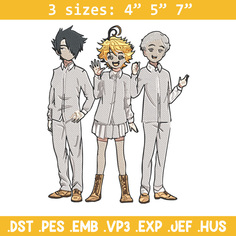 Emma friends Embroidery Design, Promised Neverland Embroidery, Embroidery File, Anime Embroidery, Digital download.jpg