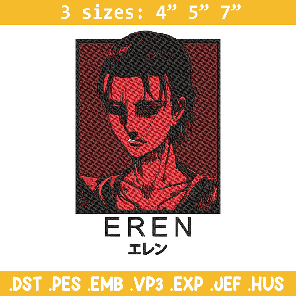 Eren poster Embroidery Design, Aot Embroidery,Embroidery File, Anime Embroidery, Anime shirt, Digital download..jpg