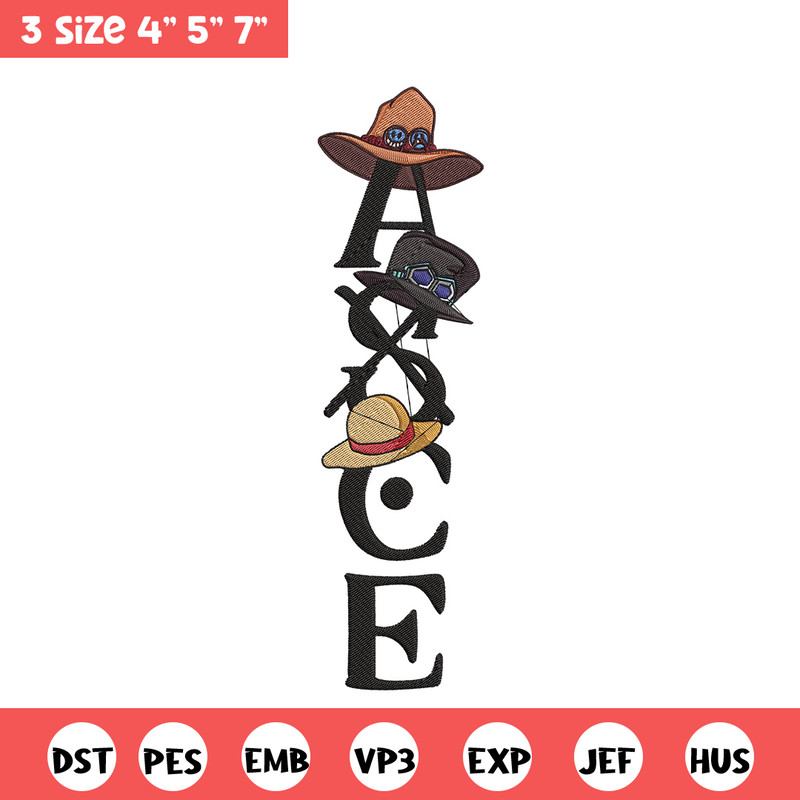 Ace tattoo Embroidery Design, One piece Embroidery, Embroidery File, Anime Embroidery, Anime shirt, Digital download.jpg