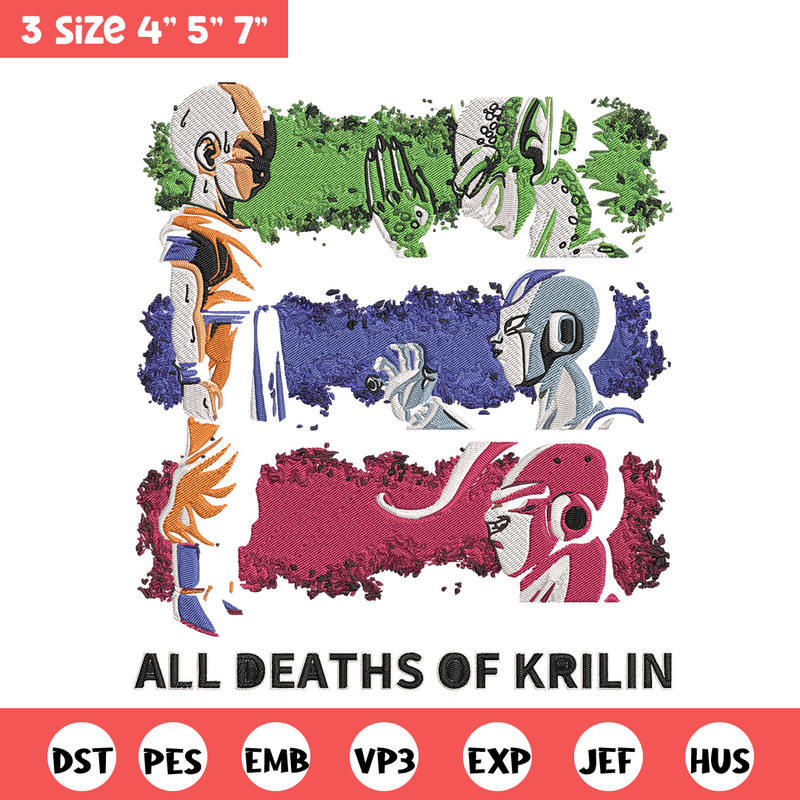 All deaths of krilin Embroidery Design, Dragonball Embroidery, Embroidery File, Anime Embroidery, Digital download.jpg