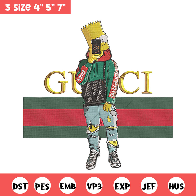 Bart Simpson Embroidery Design, Simpson Embroidery, Embroidery File, Anime Embroidery, Gucci shirt, Digital download.jpg