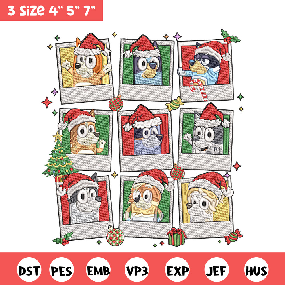 Bluey chrismas Embroidery Design, Bluey Embroidery, Embroidery File, Anime Embroidery, Anime shirt, Digital download.jpg