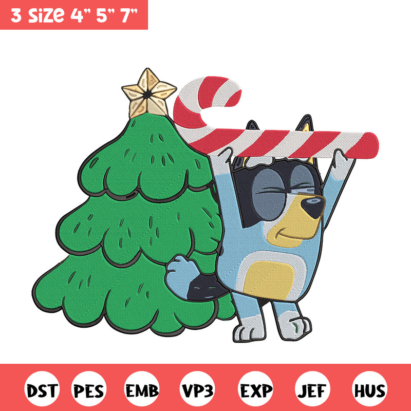 Bluey chrismas Embroidery Design, Bluey Embroidery, Embroidery File, Chrismas Embroidery, Anime shirt, Digital download.jpg