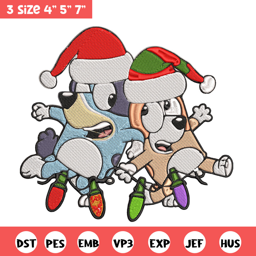 Bluey x Bingo Embroidery Design, Bluey Embroidery, Embroidery File, Chrismas Embroidery, Anime shirt, Digital download..jpg