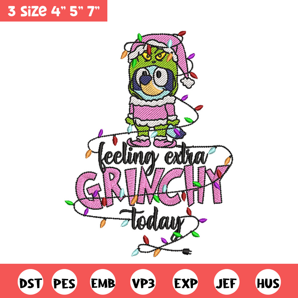 Bluey x grinch embroidery design, Bluey embroidery, Chrismas design, Embroidery file, Embroidery shirt, Digital download.jpg
