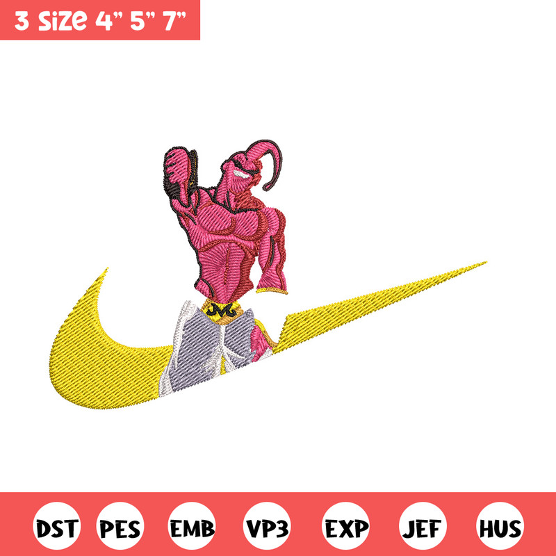 Buu x nike Embroidery Design, Dragonball Embroidery, Embroidery File, Nike Embroidery, Anime shirt, Digital download.jpg