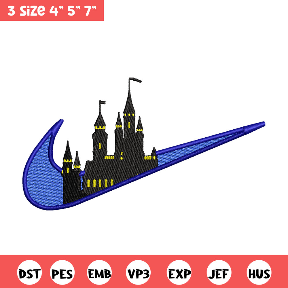 Castle Nike embroidery design, Castle embroidery, nike design, embroidery file, logo shirt, Digital download.jpg