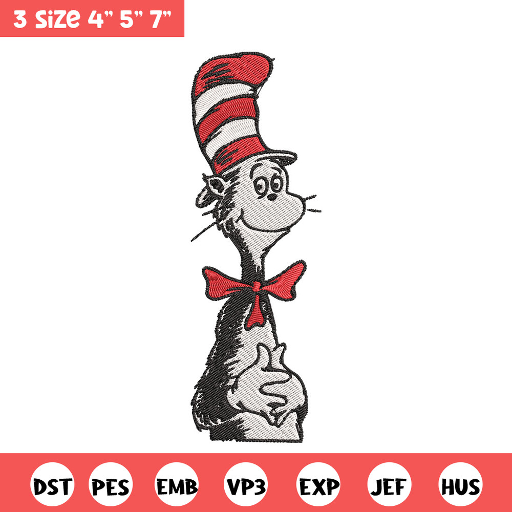 Cat in the Hat Logo Embroidery Design, Dr Seuss Embroidery, Embroidery File, Embroidery design, Digital download..jpg