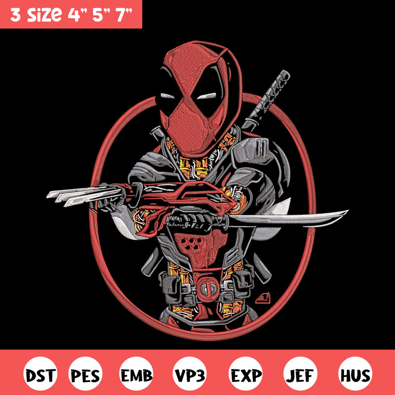 Deadpool circle Embroidery Design, Deadpool Embroidery, Embroidery File, Anime Embroidery, Anime shirt, Digital download.jpg