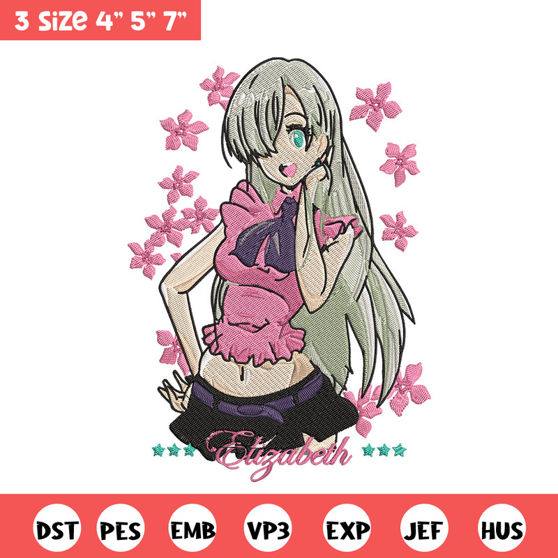 Elizabeth Embroidery Design, Seven Deadly Sins Embroidery, Embroidery File,Anime Embroidery,Anime shirt,Digital download.jpg
