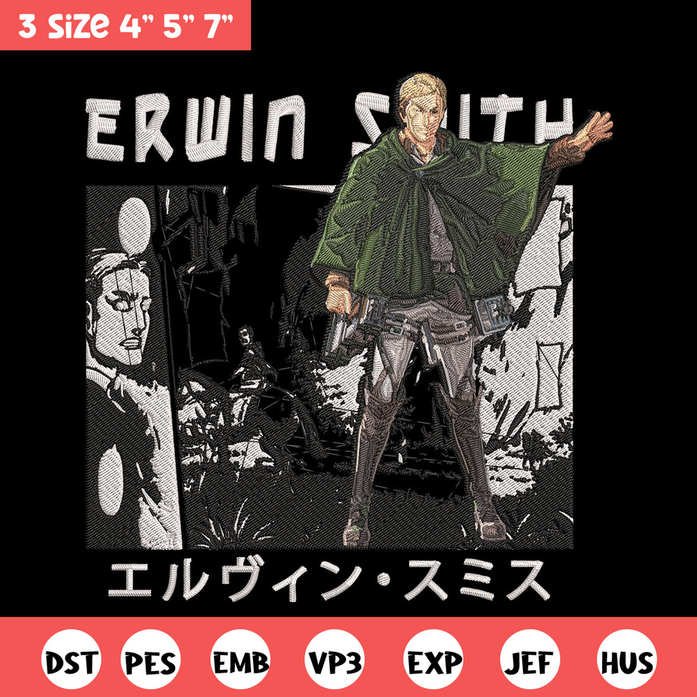 Erwin Smith Embroidery Design, Aot Embroidery, Embroidery File, Anime Embroidery, Anime shirt, Digital download.jpg