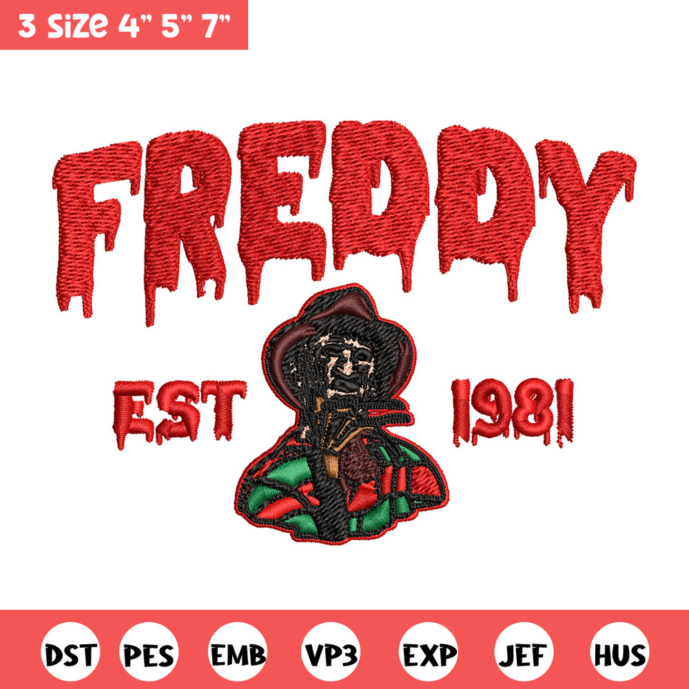 Freddy Krueger Embroidery design, Freddy horror Embroidery, Embroidery File, horror design, Digital download..jpg