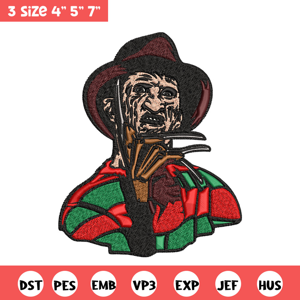 Freddy Krueger Embroidery design, Freddy horror Embroidery, horror design, Embroidery File, Digital download..jpg