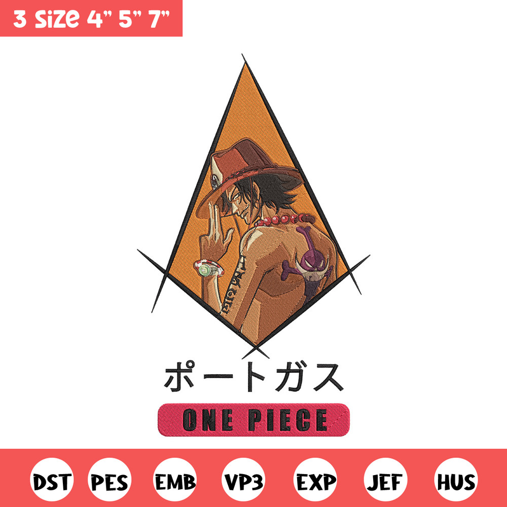 Ace poster Embroidery Design, One piece Embroidery, Embroidery File, Anime Embroidery, Anime shirt, Digital download..jpg