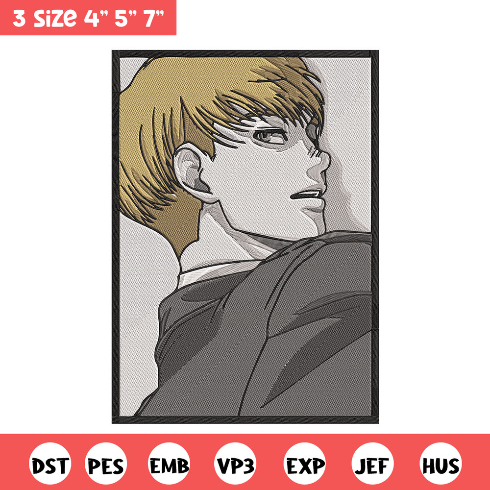 Armin poster Embroidery Design, Aot Embroidery, Embroidery File, Anime Embroidery, Anime shirt, Digital download.jpg