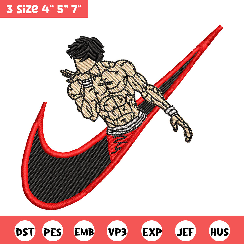 Baki x nike embroidery design, Baki embroidery, Nike design, Embroidery shirt, Embroidery file, Digital download.jpg