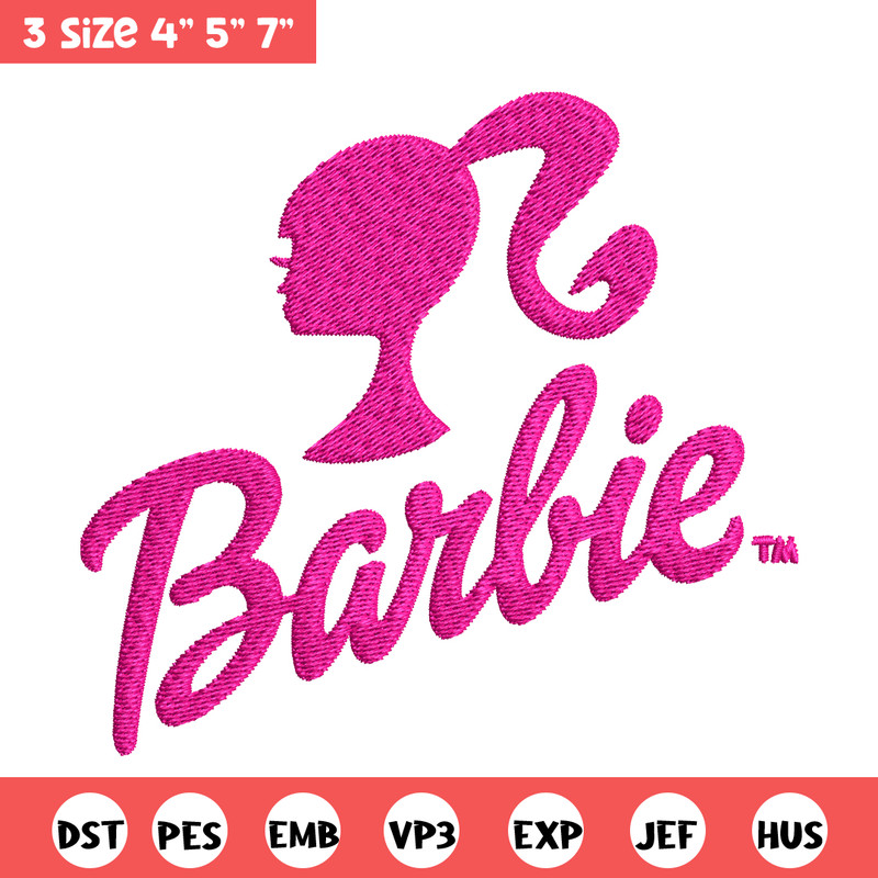 Barbie logo and her Embroidery, Barbie logo and her Embroidery, logo design, Embroidery File, Digital download..jpg