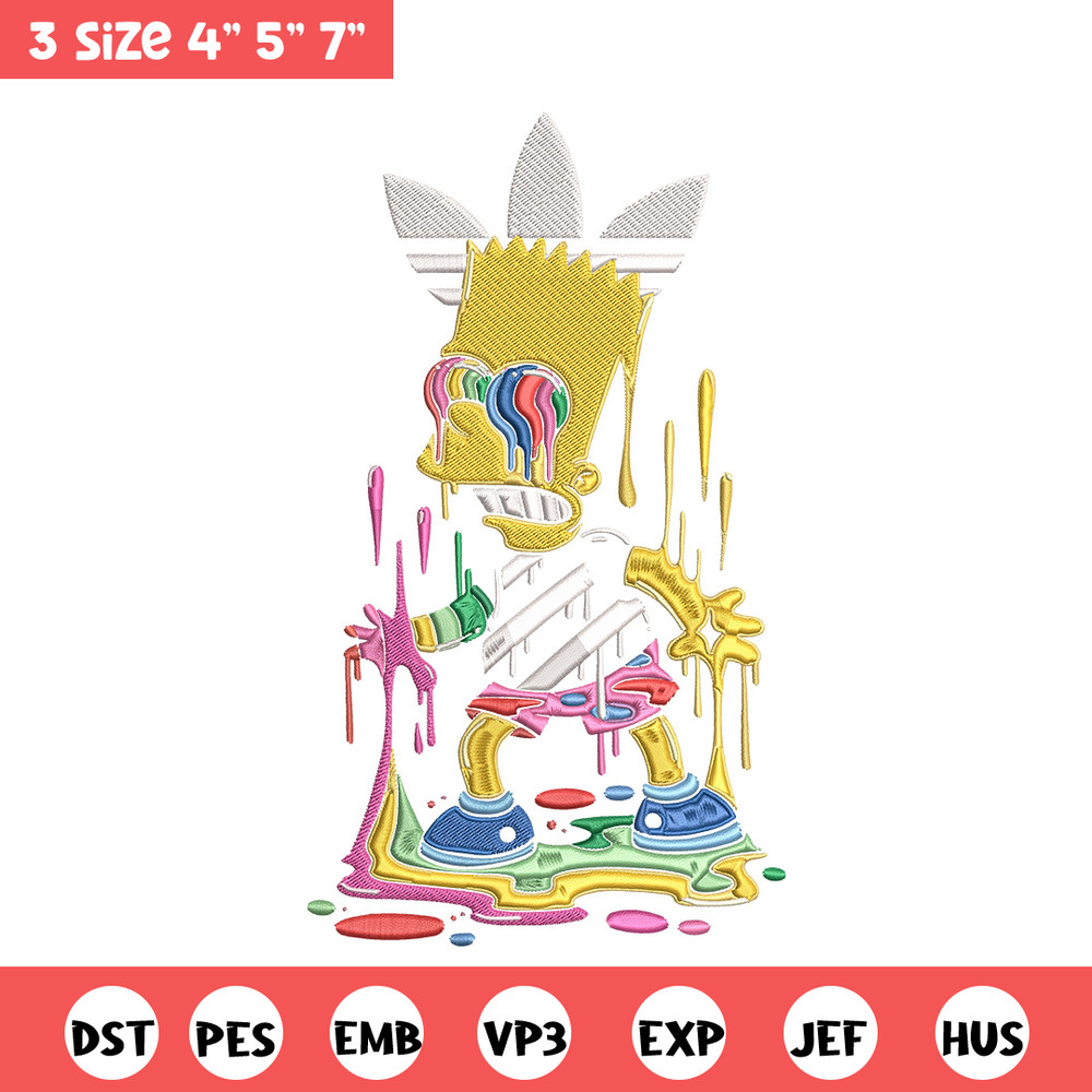 Bart simpson Embroidery Design, Simpson Embroidery, Embroidery File, Adidas Embroidery, Anime shirt, Digital download..jpg