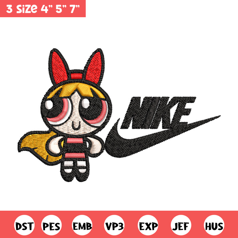 Blossom Nike Embroidery design, Powerpuff Girls cartoon Embroidery, Nike design, Embroidery file, Instant download..jpg