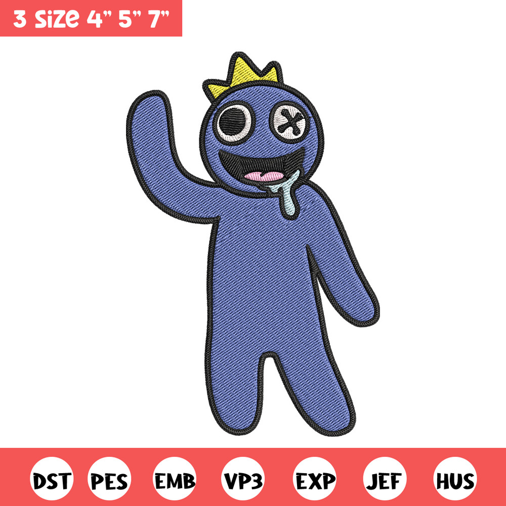 Blue Rainbow Embroidery Design, Rainbow Friends Embroidery, Embroidery File, Anime Embroidery, Digital download..jpg