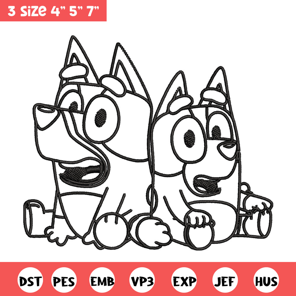 Bluey Bingo Coloring Pages Embroidery, Bluey Embroidery, Embroidery File, cartoon design, logo shirt, Digital download..jpg