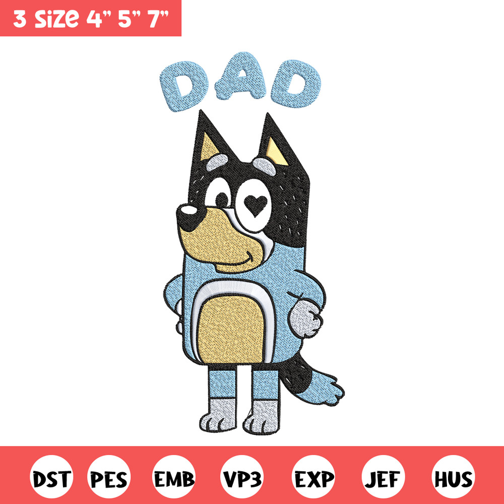 Bluey Dad Embroidery, Bandit Heeler Embroidery, Embroidery File, cartoon design, cartoon shirt, Digital download..jpg