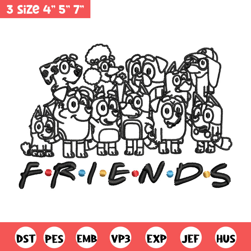 Bluey family Coloring Pages Embroidery, Bluey Embroidery, Embroidery File, cartoon design, logo shirt, Digital download..jpg