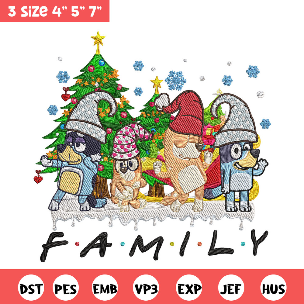 Bluey family Embroidery Design, Bluey Embroidery, Embroidery File, Chrismas Embroidery, Anime shirt, Digital download.jpg