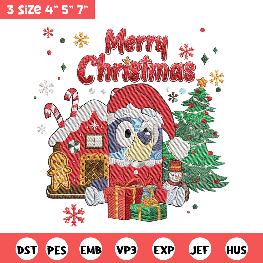 Bluey merry chrismas Embroidery Design,Bluey Embroidery, Embroidery File, Chrismas Embroidery, Digital download.jpg