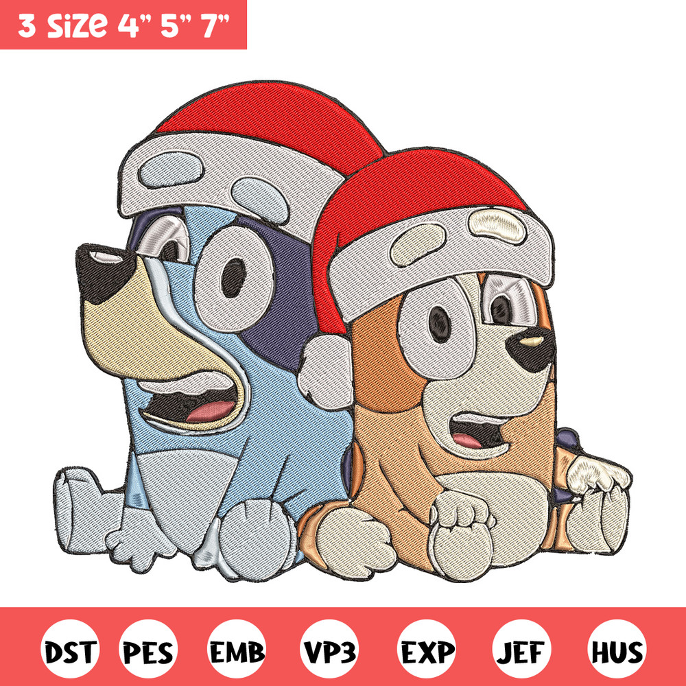 Bluey x Bingo Embroidery Design, Bluey Embroidery, Embroidery File, Chrismas Embroidery, Anime shirt, Digital download.jpg