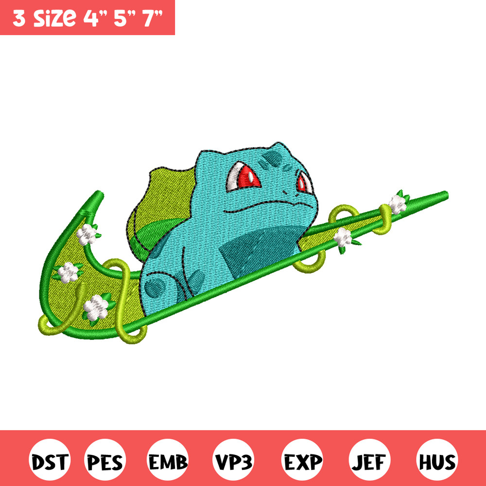 Bubasaur nike embroidery design, Pokemon embroidery, nike design, anime design, anime shirt, Digital download.jpg