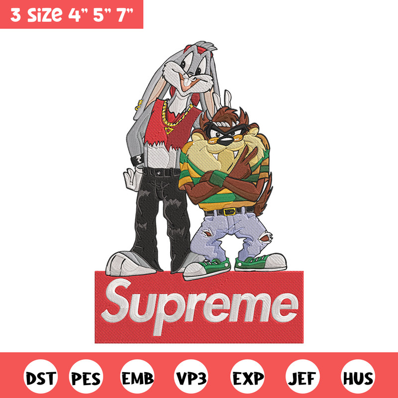 Bunny Taz Embroidery Design, Bunny Taz Embroidery, Embroidery File, Anime Embroidery, Supreme shirt, Digital download.jpg