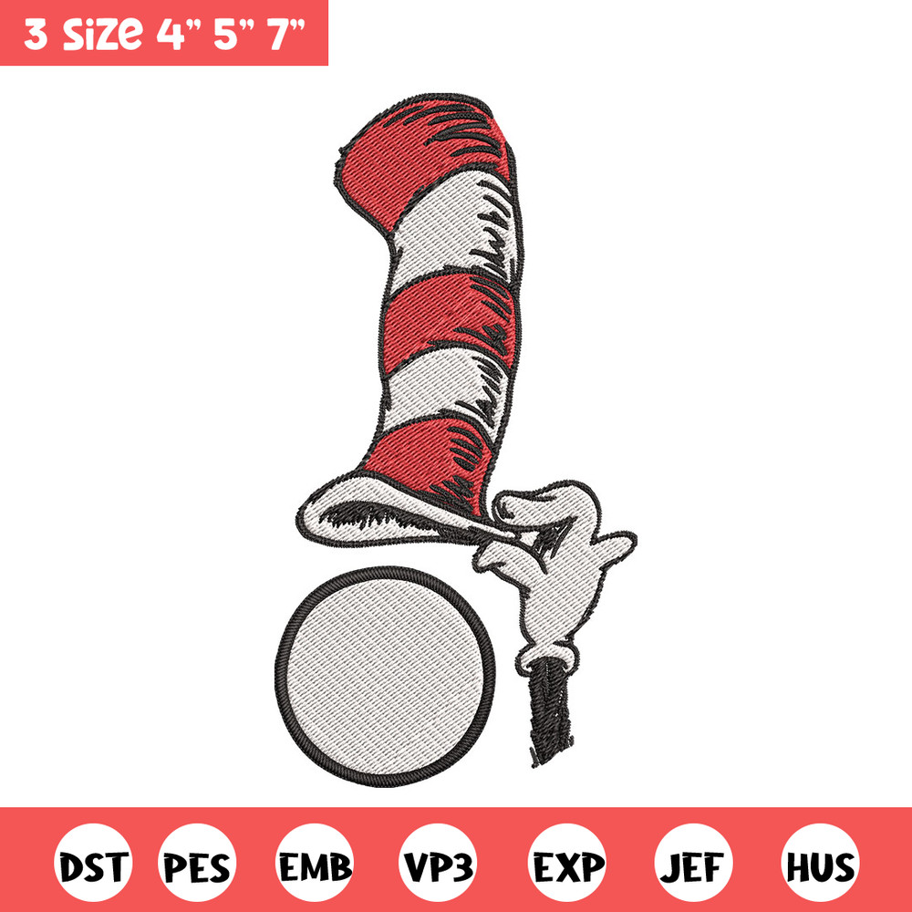 Cat In The Hat Embroidery Design, Cat In The Hat Embroidery, Embroidery File, logo shirt, Digital download.jpg