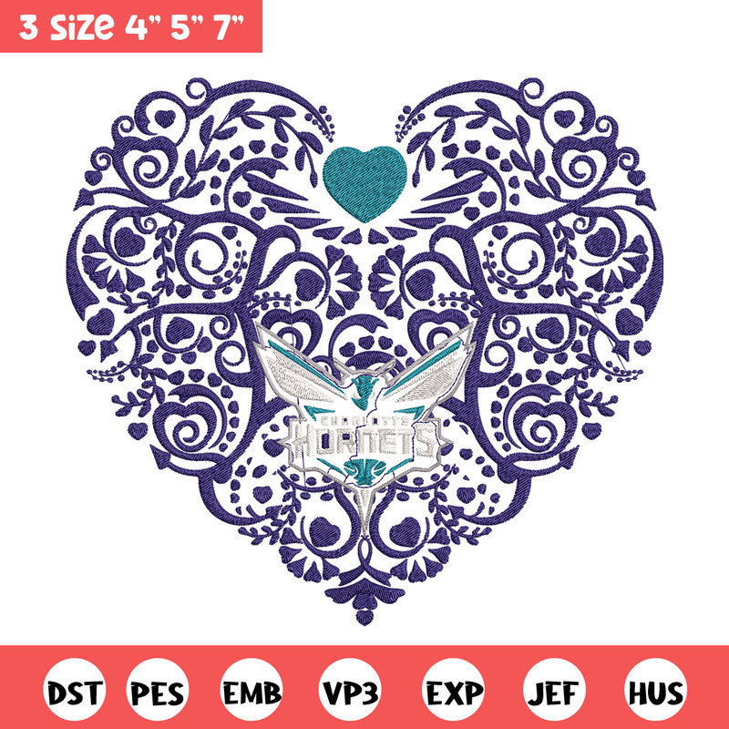 Charlotte Hornets heart embroidery design, NBA embroidery, Sport embroidery, Embroidery design, Logo sport embroidery..jpg