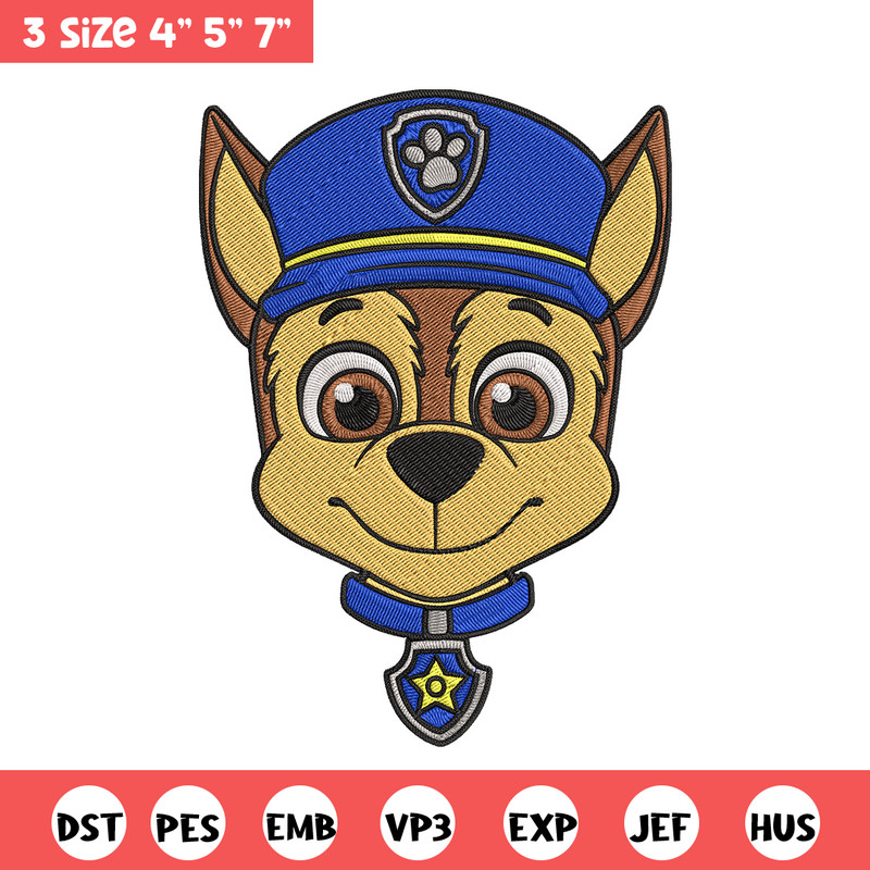 Chase dog Embroidery Design, Paw Patrol Embroidery, Embroidery File,Anime Embroidery, Anime shirt, Digital download.jpg