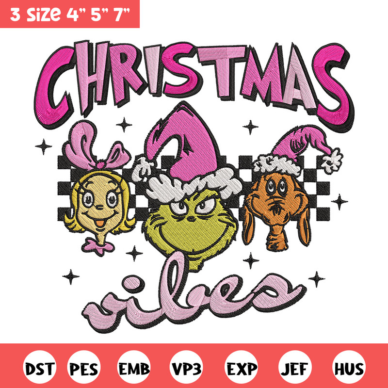 Chrismas vibes Embroidery Design, Grinch Embroidery, Embroidery File, Chrismas Embroidery, Anime shirt, Digital download.jpg