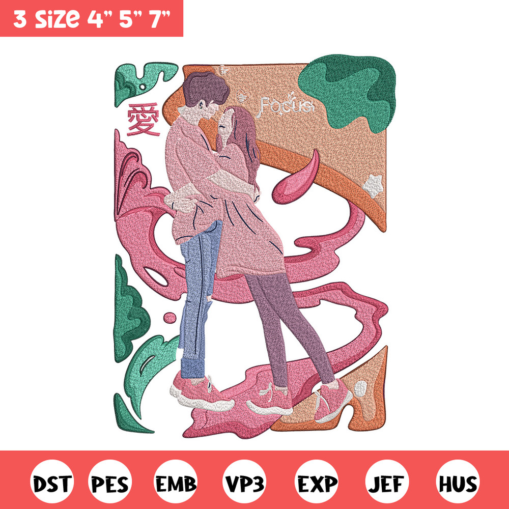 Couple poster Embroidery Design, Couple Embroidery, Embroidery File, Anime Embroidery, Anime shirt, Digital download.jpg